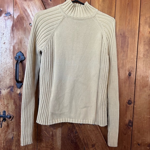 3/$20‎ deal! Vintage Mock Neck 100% cotton cable knit sweater y2k Cottagecore - Picture 3 of 4